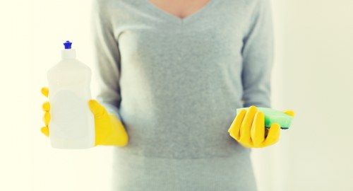 Professional upholstery cleaners at work