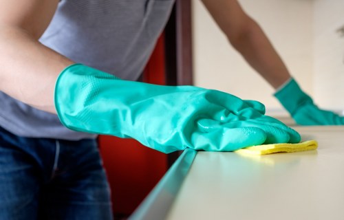 Eco-friendly cleaning products being used by professionals